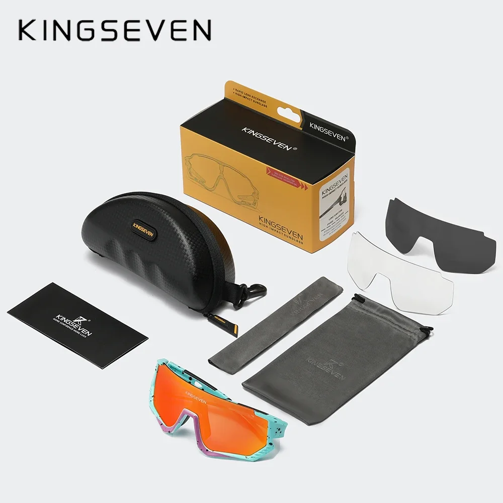 KINGSEVEN Cycling Sunglasses Men Women Bicycle Glasses Climbing Anti-UV Bike Sports Large Frame