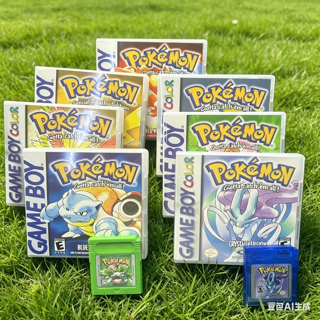 Mehrsprachige Version Pokémon-Karten Serie Crystal Gold Blau Grün Rot Silber Gelb Batteriebetriebene Boxed-Spielkassette für GBC – Detail 8