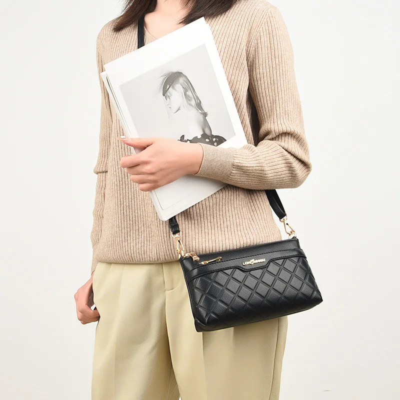 

Ромбовидная женская ручная сумка для смены мобильного телефона, многофункциональная сумка через плечо из мягкой кожи большой вместимости для поездок на работу