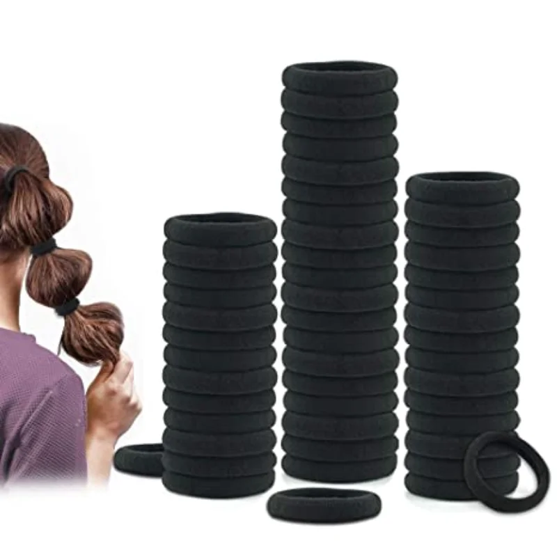 50/100 Uds. Bandas elásticas para el cabello para mujeres y niñas, diadema negra, lazos de goma, coleteros, accesorios para el cabello para niños