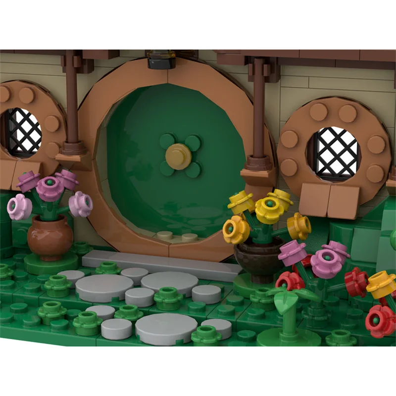 MOC Kreatywny Dom Eksperta Przednia Strona Bag End Klocki Klasyczne Cegie Mini Pierścień Model Architektury Filmowej Ozdoba na Biurko