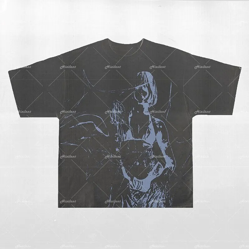 Zomer Anime Harajuku Goth T-Shirt Grote Maat Korte Mouw Losse Streetwear Tees Casual Harajuku Vrouwen Y 2K Kleding Fee Grunge