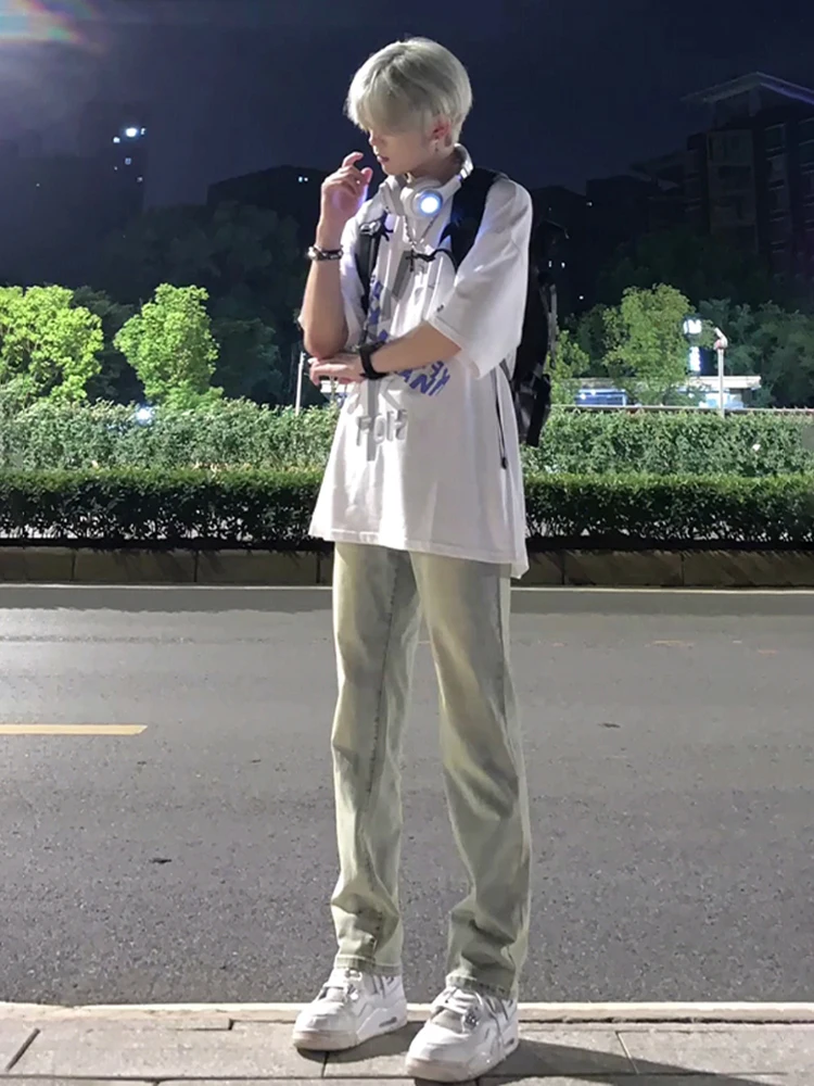 

Джинсы прямого кроя Slim Fit, цвет желтый грязьно-коричневый, с дизайном «нож», в американском стиле High Street, летняя модная молодежная одежда