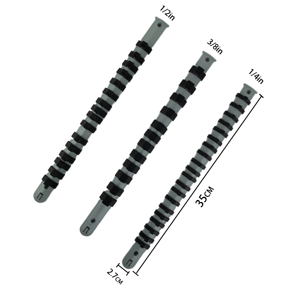 3 قطعة حامل السكك الحديدية المقبس التخزين المنظم 34 سنتيمتر/14 بوصة رمادي + أسود أدوات يدوية مصممة لتخزين مآخذ فضفاضة