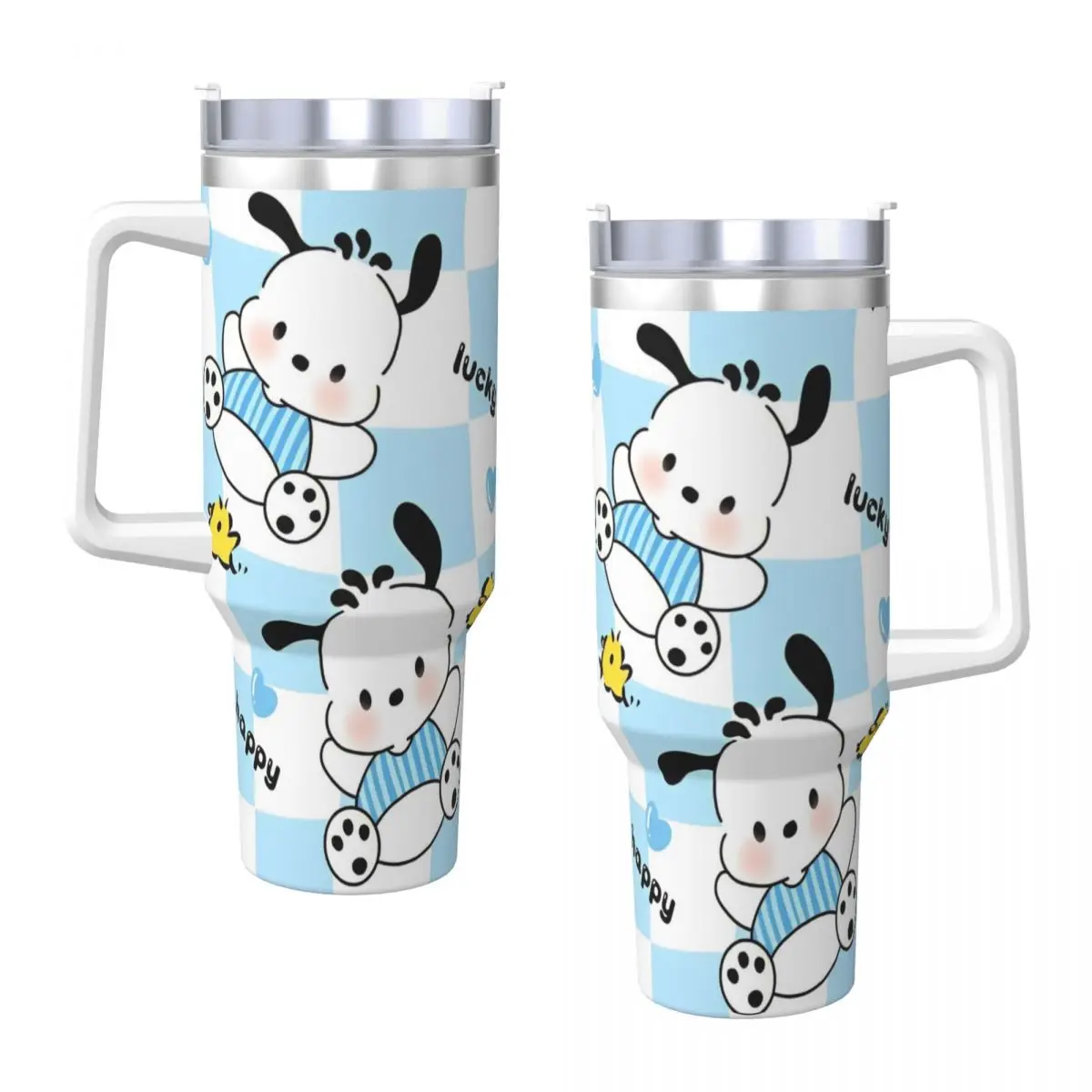 MINISO Pochacco Cartoon Tumbler Hot Drinks Water Bottle Heat Preservation Stainless Steel Coffee Mug Custom DIY Driving Car Mugs