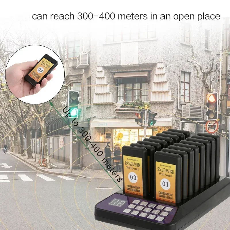 Imagem -02 - Sistema de Pagers de Chamada sem Fio Pager com 16 20 Receptores Suporte para 999 Canais Equipamento de Restaurante Vibração Mais Anel Mais Flash