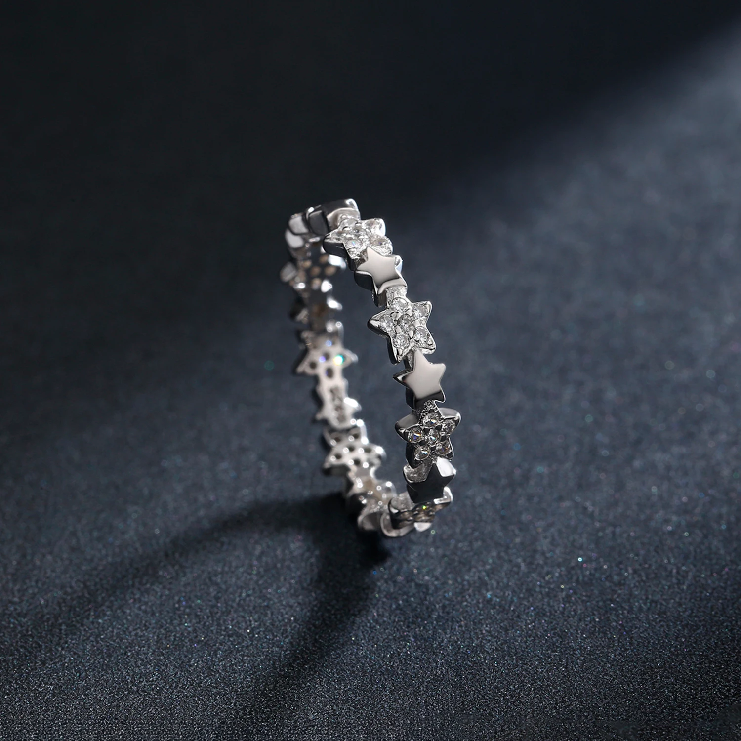 Modian Solid 925 Sterling Silver Sparkling Clear CZ Stars Stackable Finger Rings For Women Fine Jewelry Office Accessories