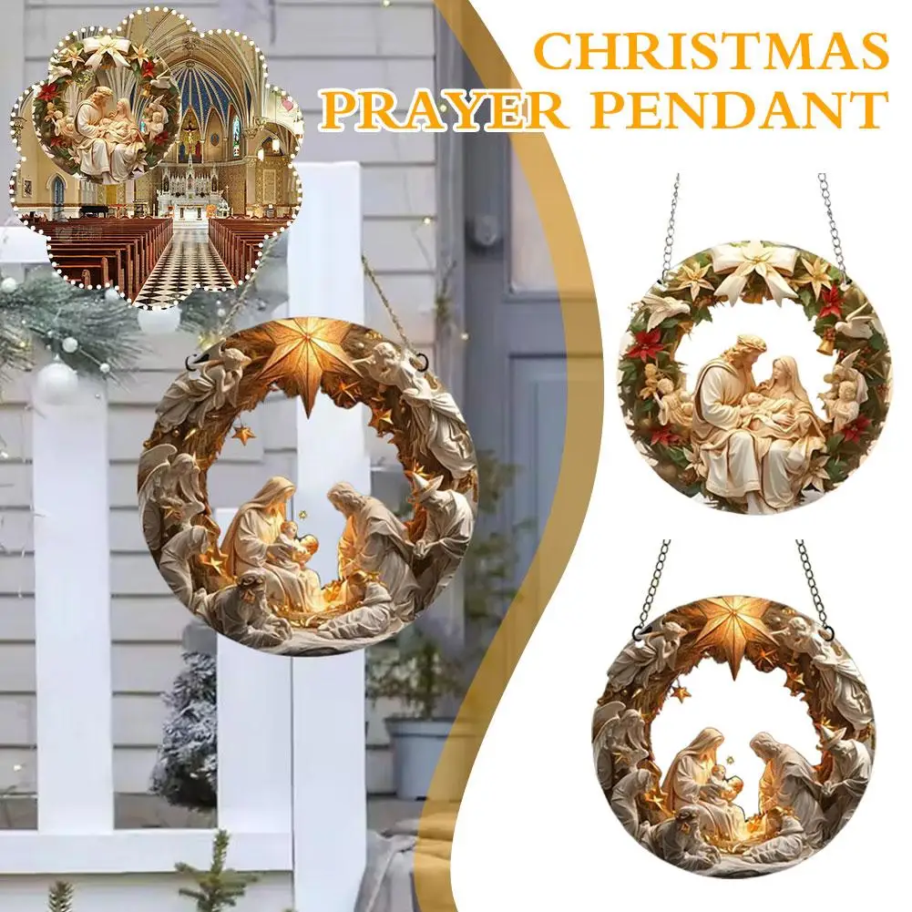 Colgante de San María, regalo de Navidad, adorno de Navidad, colgante acrílico para coche, colgante de oración para decoración del jardín del hogar, Navidad Dec D7N4