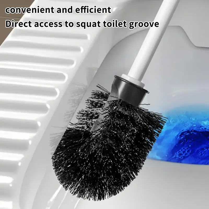 [MOA]1 Set Plastic Soft Bristle Toilet Cleaning Brush With Base Splash Proof Handle Toilet Brush Bathroom Toilet Cleaning Tools