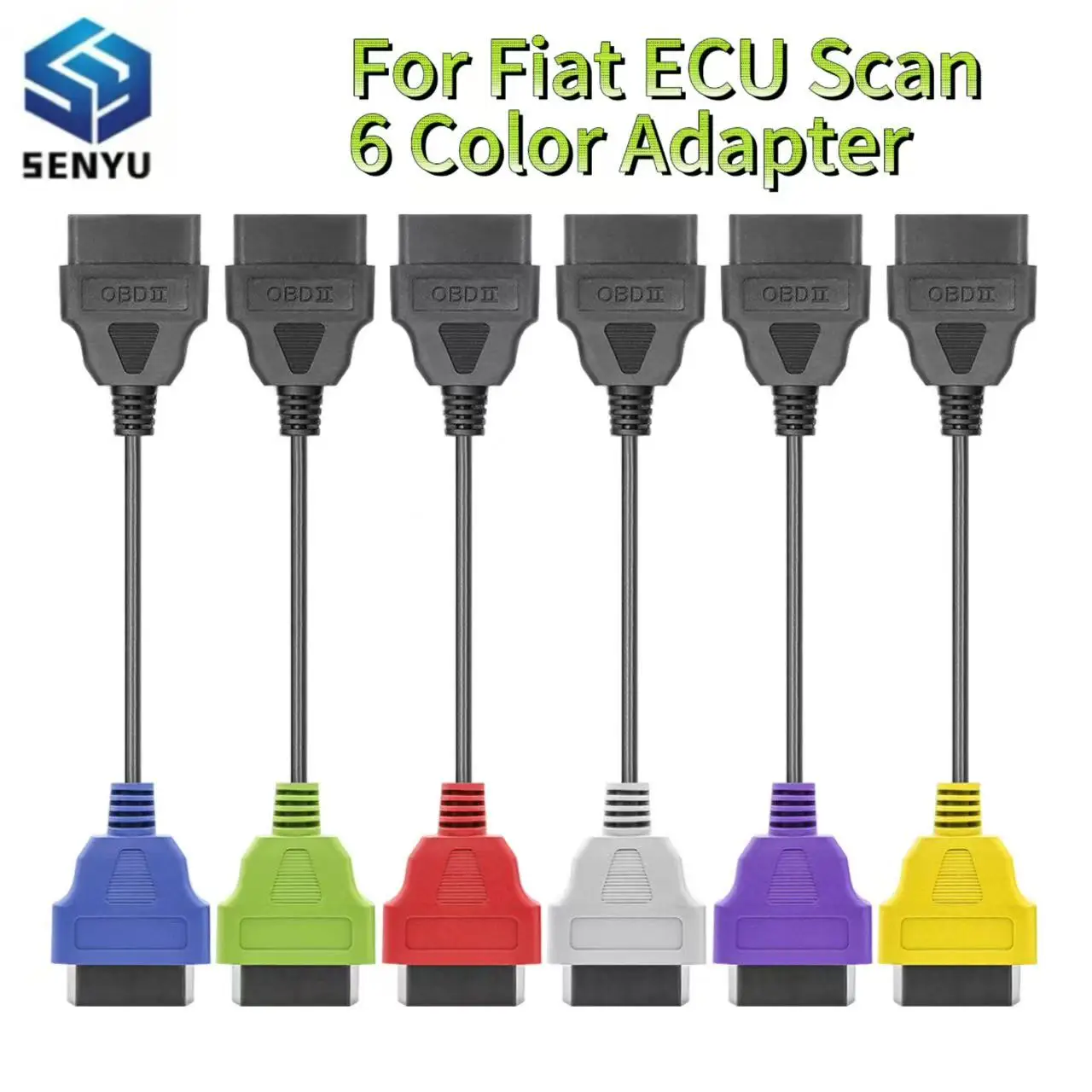 6 Color OBD OBD2 Car Scanner Connector For Fiat ECU Scan MultiECUScan OBD 2 Diagnostic Adaptor Cable for FiatECUScan Tool