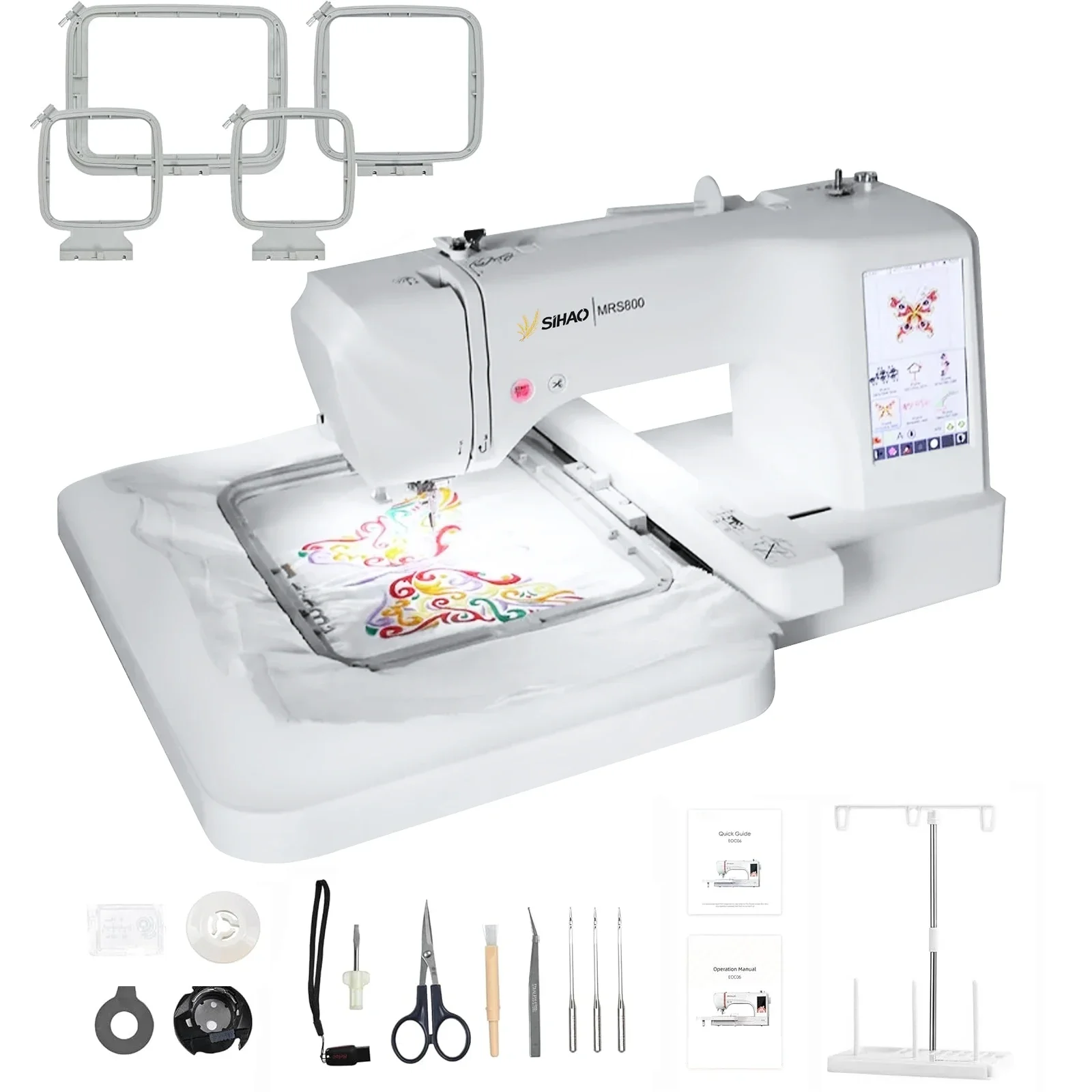 MRS800 Computerized Embroidery Machine, Commercial Automatic Sewing Machine with Touch Screen for Logo Customization