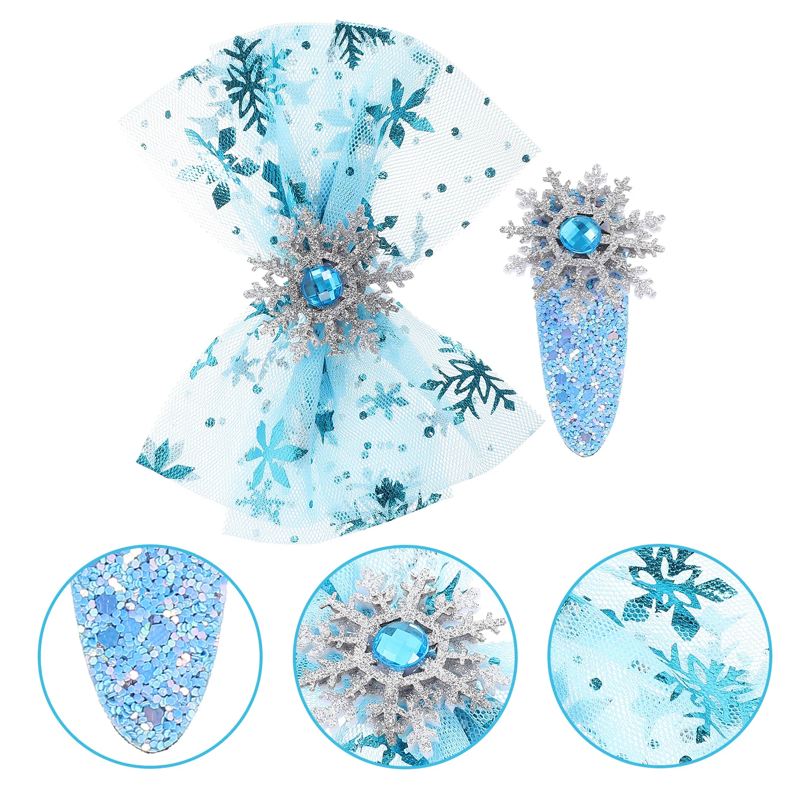 

4Pcs Snowflake Hairpin Bow Barrettes Soft Smooth Hair Clips Beautiful Headdress Holiday Gift Hair Clips Snowflake Hairpin