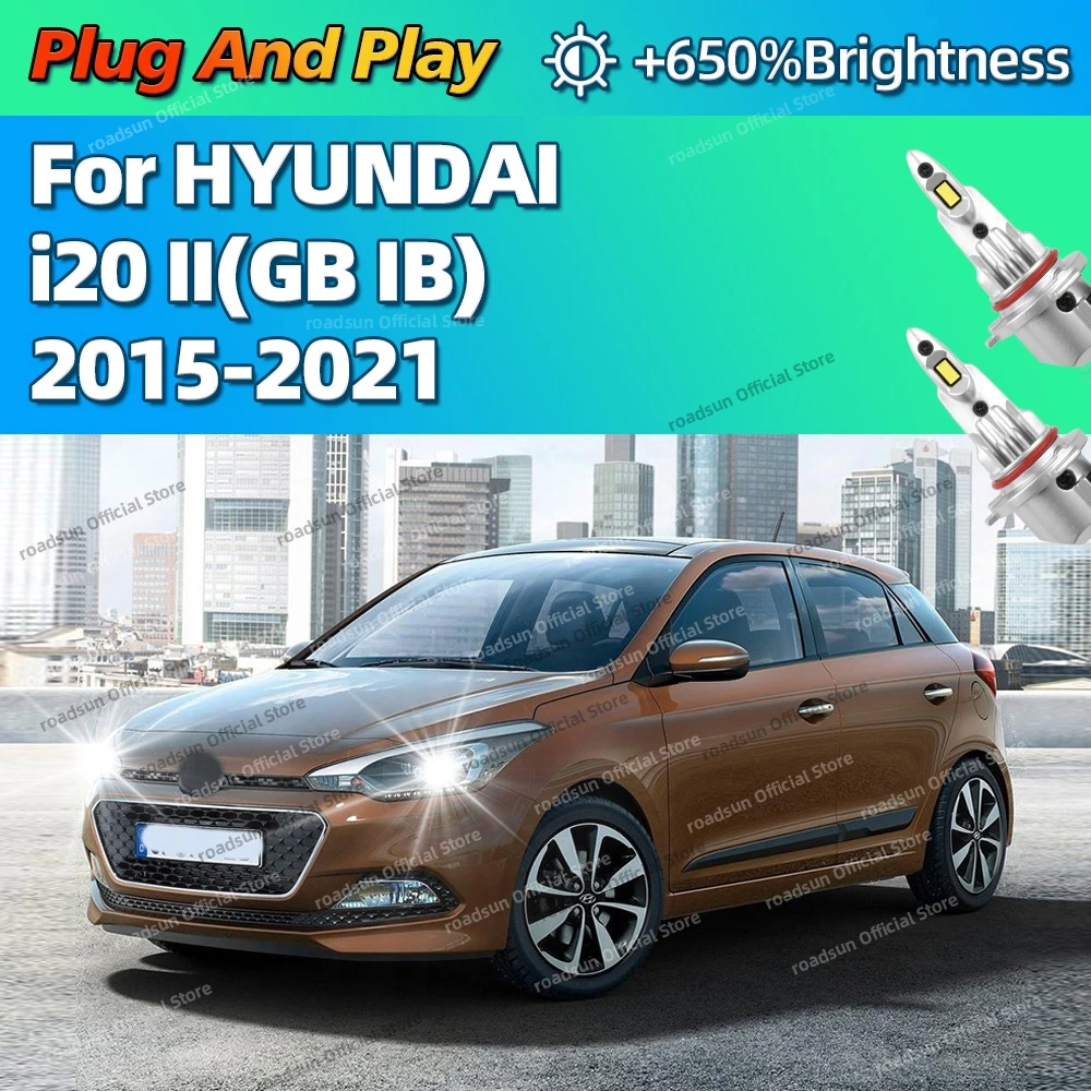 2Pcs 160W LED Light Mini Head Lamp Wireless Car Headlight 6000K For HYUNDAI i20 II GB IB 2015 2016 2017 2018 2019 2020 2021