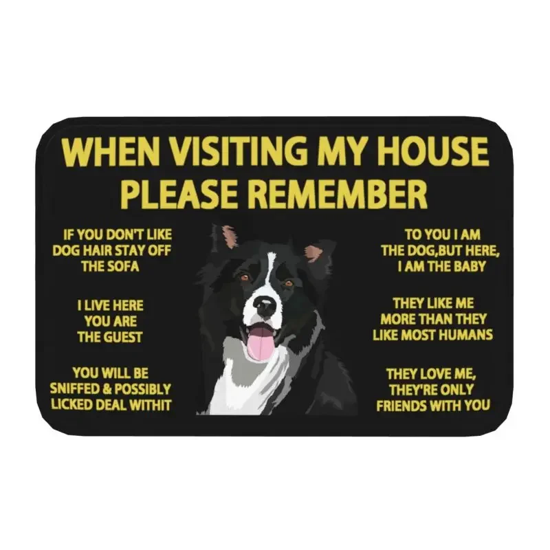 Custom Border Collie Doormat Non-Slip Entrance Kitchen Bathroom Floor Door Mats Pet Dog Gift Garden Rug Carpet Footpad