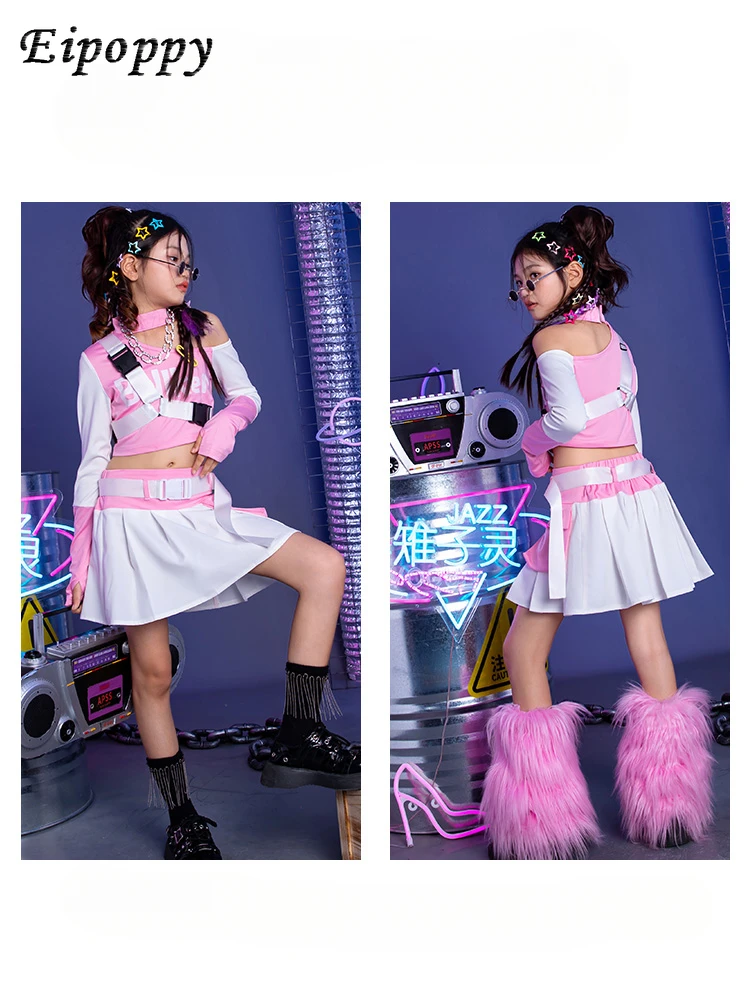 زي رقص الجاز للأطفال ، بدلة أداء فتاة ، أزياء عرض المنصة للفتيات ، ملابس باردة عصرية