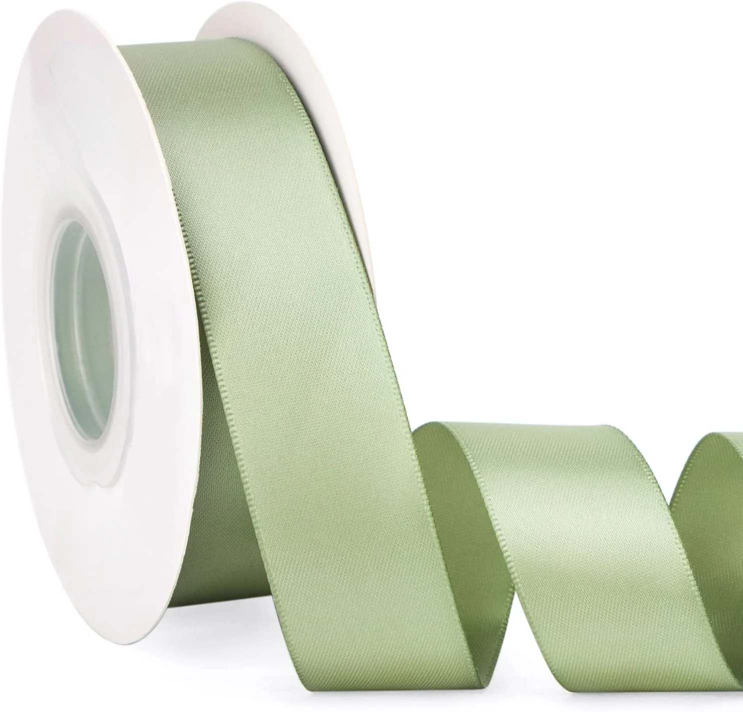 Sage Green Ribbon 2 inch Double Face Green Satin Ribbon for Flower Bouquet Wrap, Dusty Sage Silk Satin Ribbons for Wedding Invit