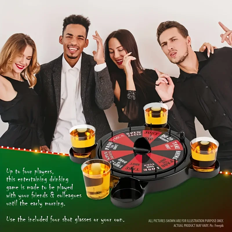 Roulette Shots Drinking Games Set For Adults Party With Glass,TabletopToy Set or Ktv, Bar, Nightclub, Halloween Party Supplies