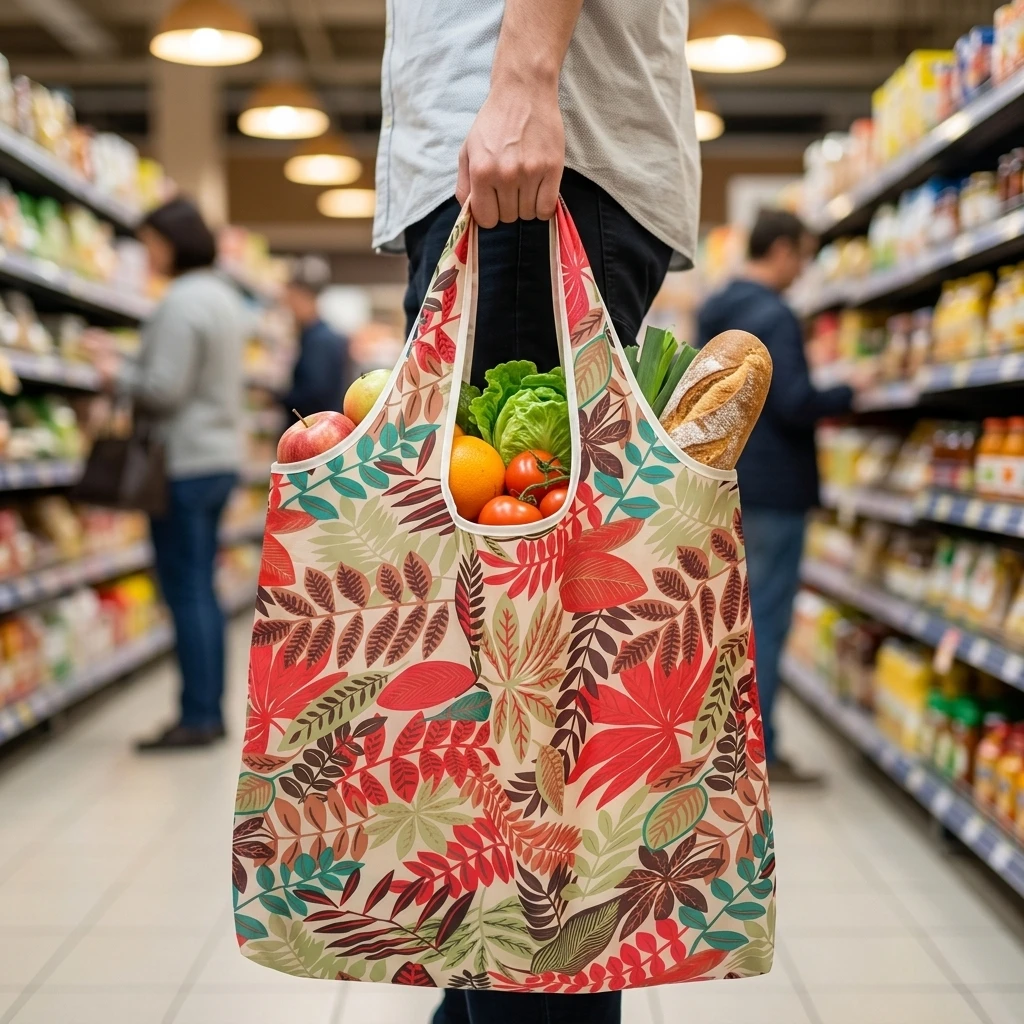 1Pcs Portable Shopping Bag Foldable Grocery Tote Water Resistant for Supermarket, Farmers Market, Travel and Home Storage