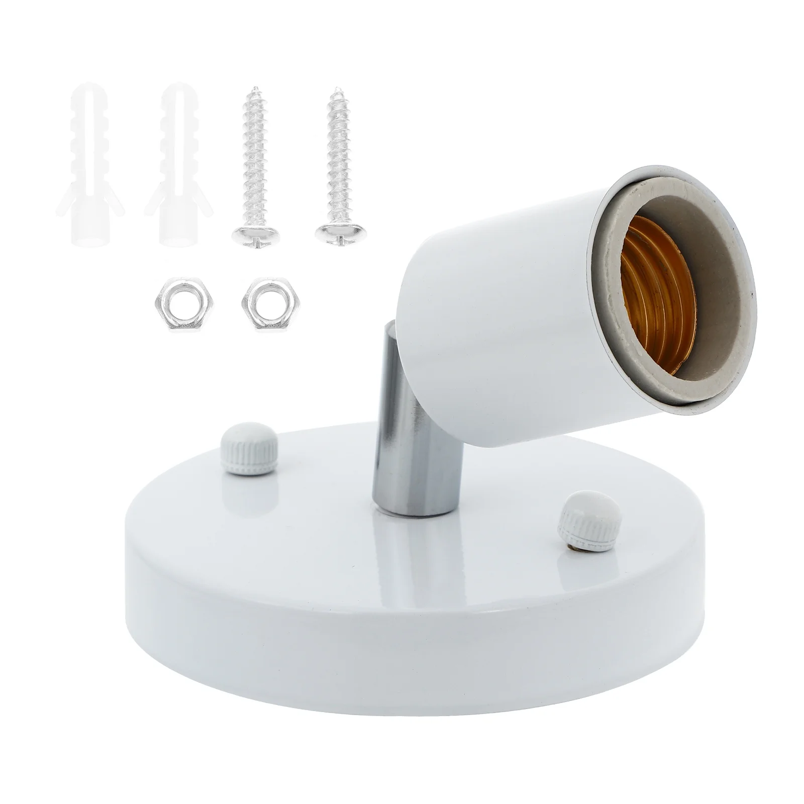 

Retro E27 Screw Light Socket 180 Degree Flexible Design Round Body Bottom Simple Use for Multiple Rooms E27 Screw Lamp Holder