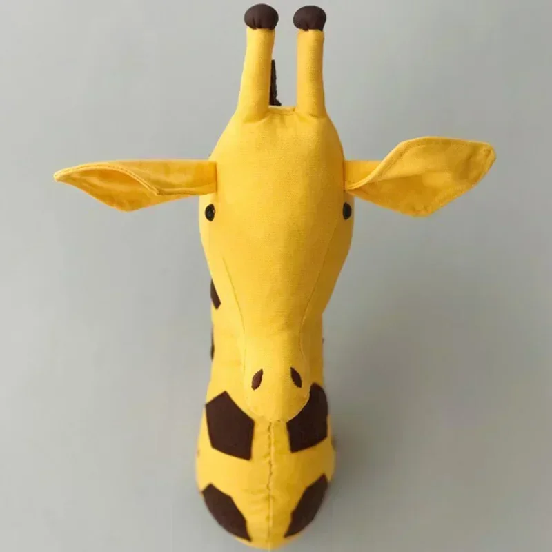 Adorables juguetes de peluche con cabeza de animal en 3D con elefantes, jirafas y cebras, decoración del hogar para colgar en la pared, regalo encantador para niños