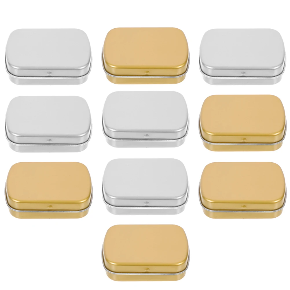 

10pcs Mini Tin Box 60x45x15mm Hinged Silver Gold Candy Storage Container Iron Case Small Tins Empty Tin Box Household Storage