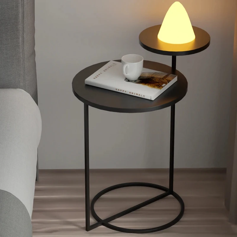 Nordic Iron Side Table Double Layer Small Coffee Table Luxury Living Room Round Table Simple Bedside Home Furniture