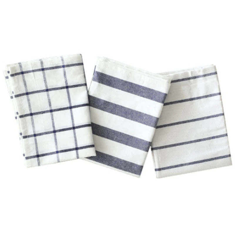 

New 3PCS Classic Refreshing Blue Striped Checkered Tablecloth Placemat Napkin Food Photography Background Cloth