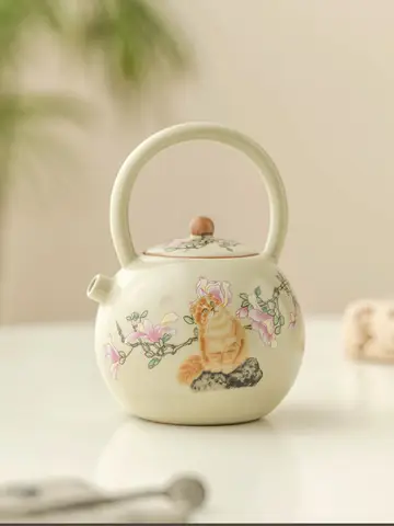 250ml Cute Cat Ru forno teiera in porcellana pentola cinese con manico alto bollitore tradizionale per tè con colino ornamenti per bicchieri