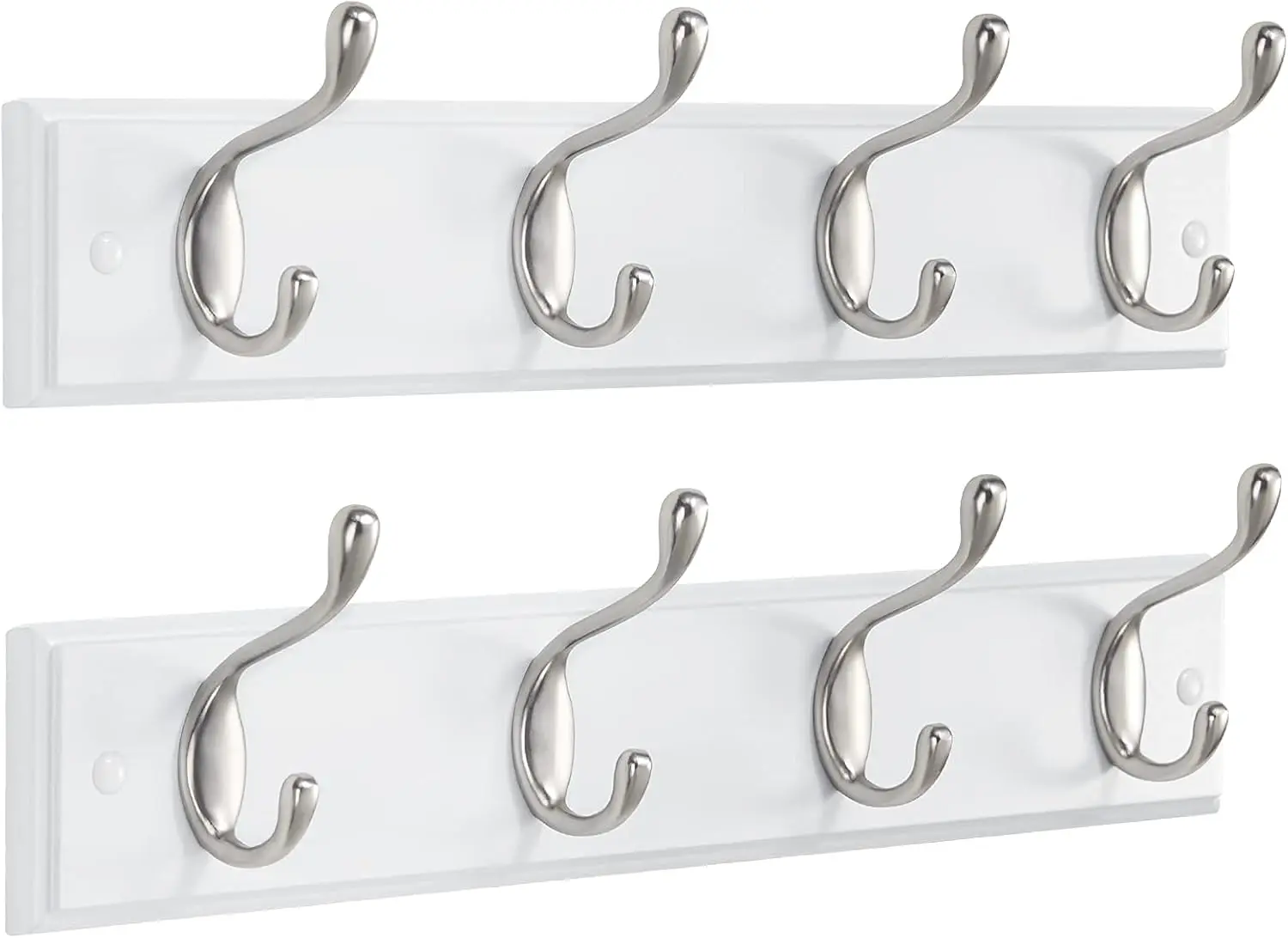 

2-Pack White Wall Mount Coat Rack with Hooks for Coats and Hats, Space-Saving Home Decor