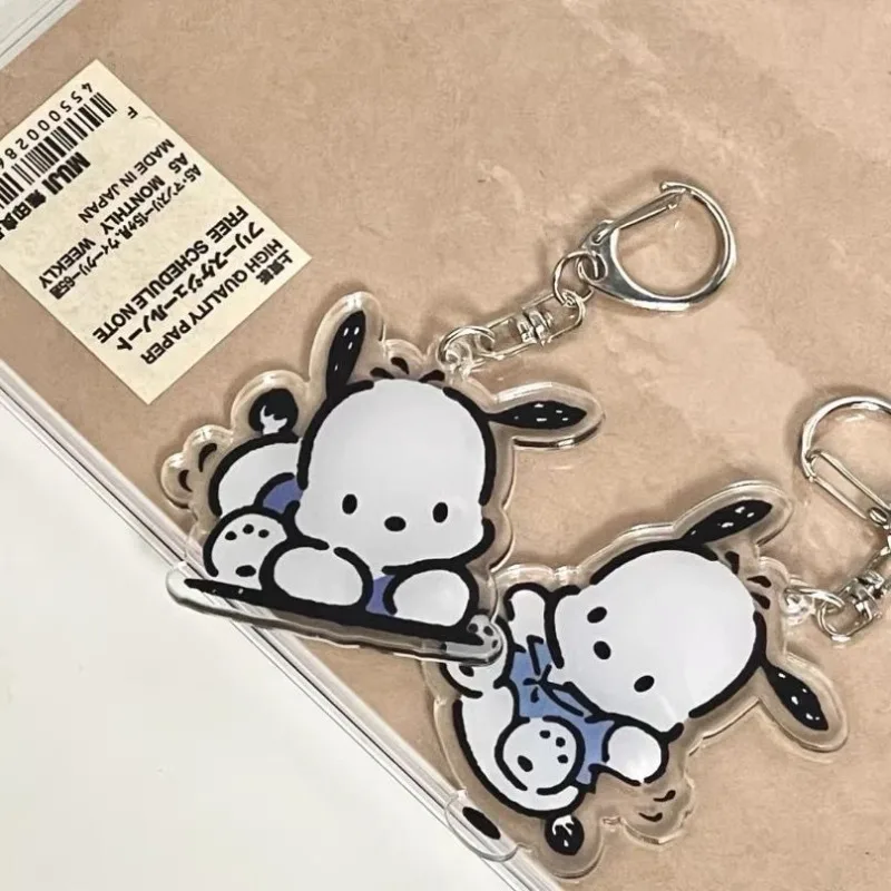 Sanrio Pachacco Kawaii Cartoon Keychain Anime Character Acrylic Backpack Pendant Keyring Ornament Car Pendant Kids Toys Gifts