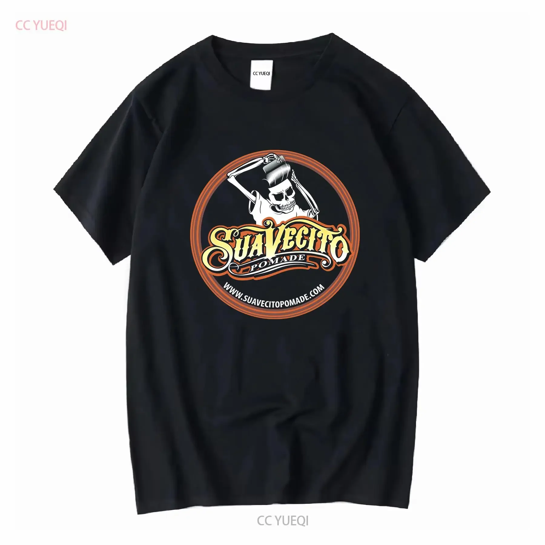 SUAVECITO POMADE SKULL TEE CAMISETA Hombre 2XL Negro Mangas largas o cortas vintage Lavado Casual Estirado Moda Versátil