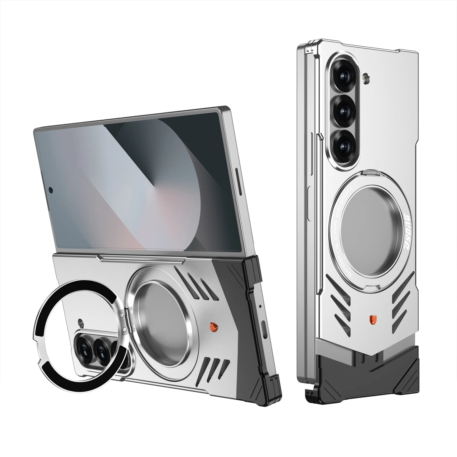 Magnetic Aluminum Alloy Metal Rimless Heat Dissipation 360° Stand Case Phone Cover For Samsung Galaxy Z Fold 8 Ultra 7 6 5G image 3