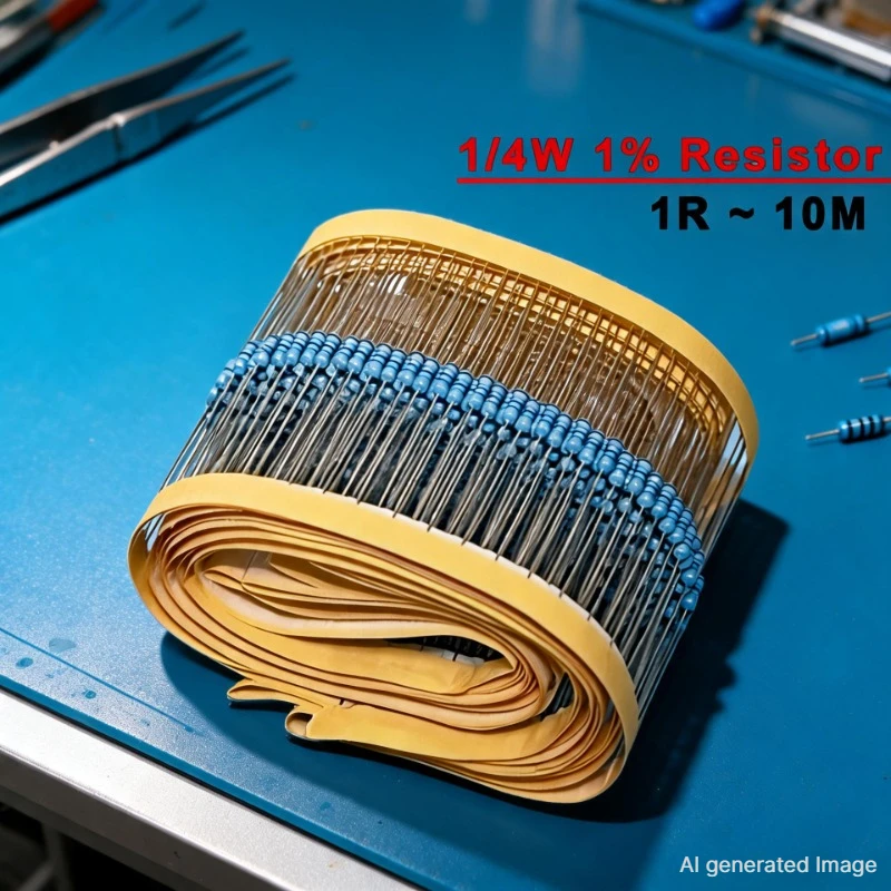 100 résistances à film métallique 1/4W 1% à valeurs mixtes 1R-22M Ohm, résistance à code couleur 100R 220R 1K 4.7K 10K pour projets de réparation et de soudure électronique DIY