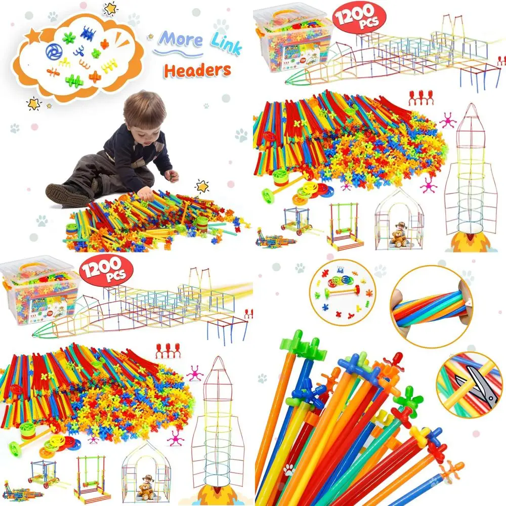

STEM 1200-Piece Building Set for Ages 3+: Interlocking Plastic Tubes & Blocks Educational Toy for Kids
