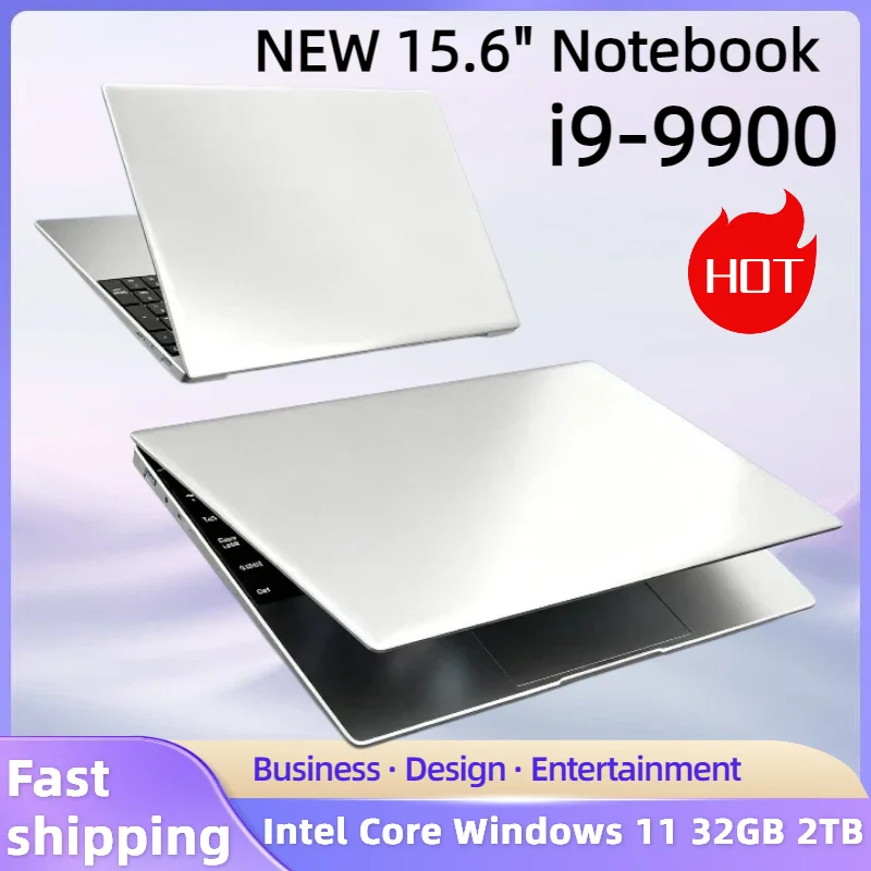 

New 15.6" Full HD Ultra Thin Laptop Windows 11 Intel I9-9900 32GB RAM 512GB 1TB SSD Home Gaming Office Computer