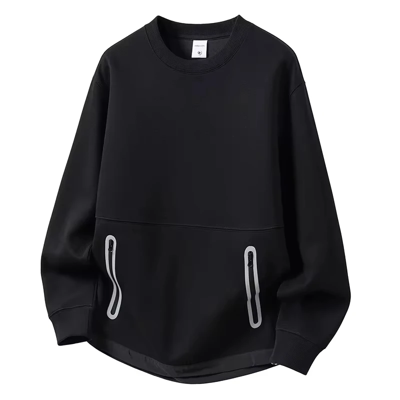 2025 New Fashion Men's Casual Trendy Spliced Loose O-neck Long Sleeve Pullover Sweatshirts Male Simple Basic Clothes Undershirt