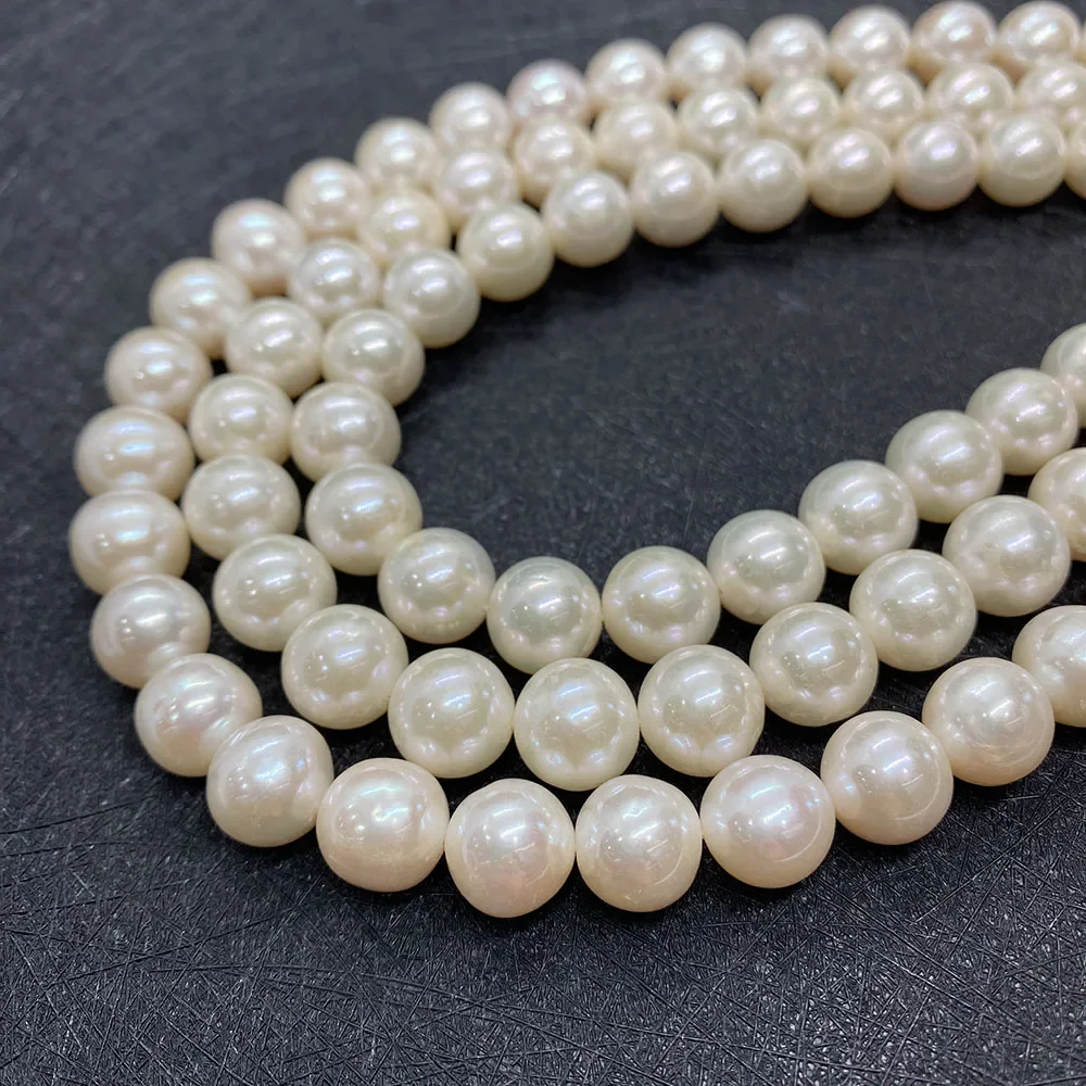 Grade AA Freshwater Natural Pearl Beads White Round Bead for DIY Jewelry Making Bracelet Necklace Accessories Punch Loose