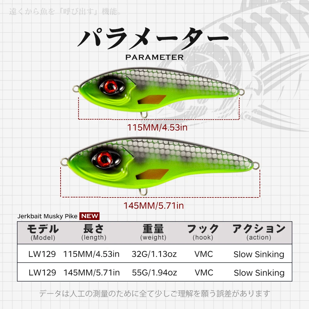 Hunthouse Jerkbait Pike Fishing Hard Lure 115mm/32g 145mm/55g Jerk VIB Baits Slow Sinking Big Bass Pike Pesca Leurre Tackle