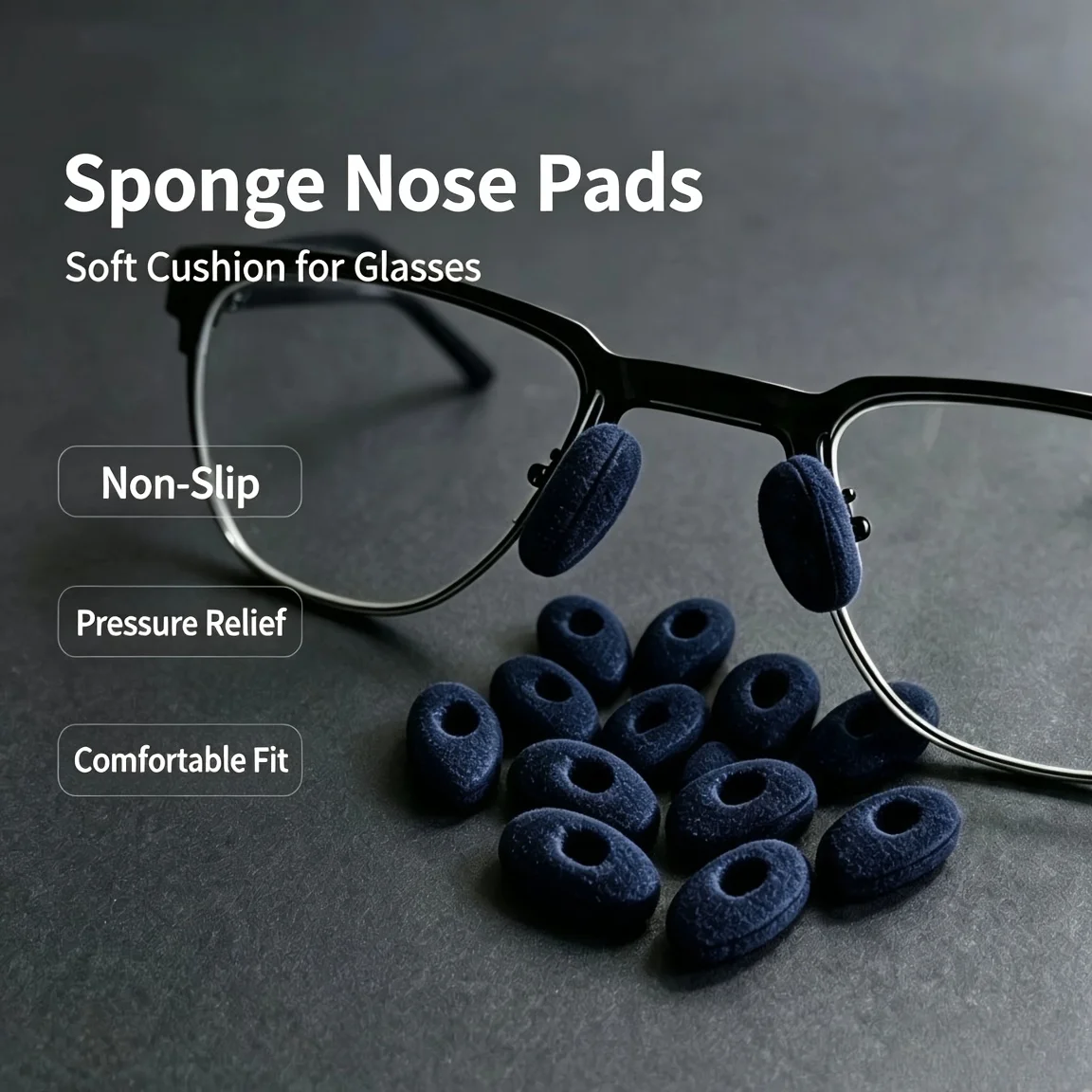 12 Pairs Anti‑Slip Sponge Nose Pads, Soft Pressure Relief Cushions for Glasses, Sunglasses