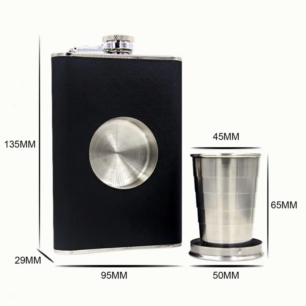 8oz Wine Hip Flask with Cup Built-in Collapsible Glass Funnel Stainless Steel Wine Bottle Drink Barware Pocket Whiskey Flask