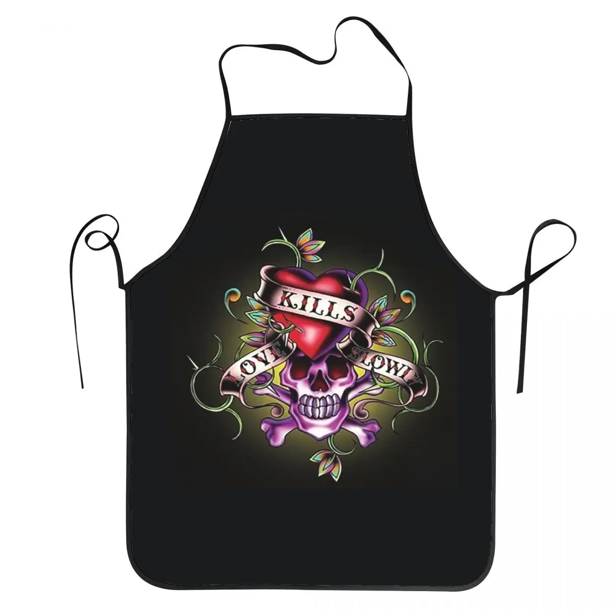 Ed Hardy Love Kills Slowly Aprons Chef Cuisine Tablier Sleeveless Bib Kitchen Cleaning Pinafore for Women Men Painting