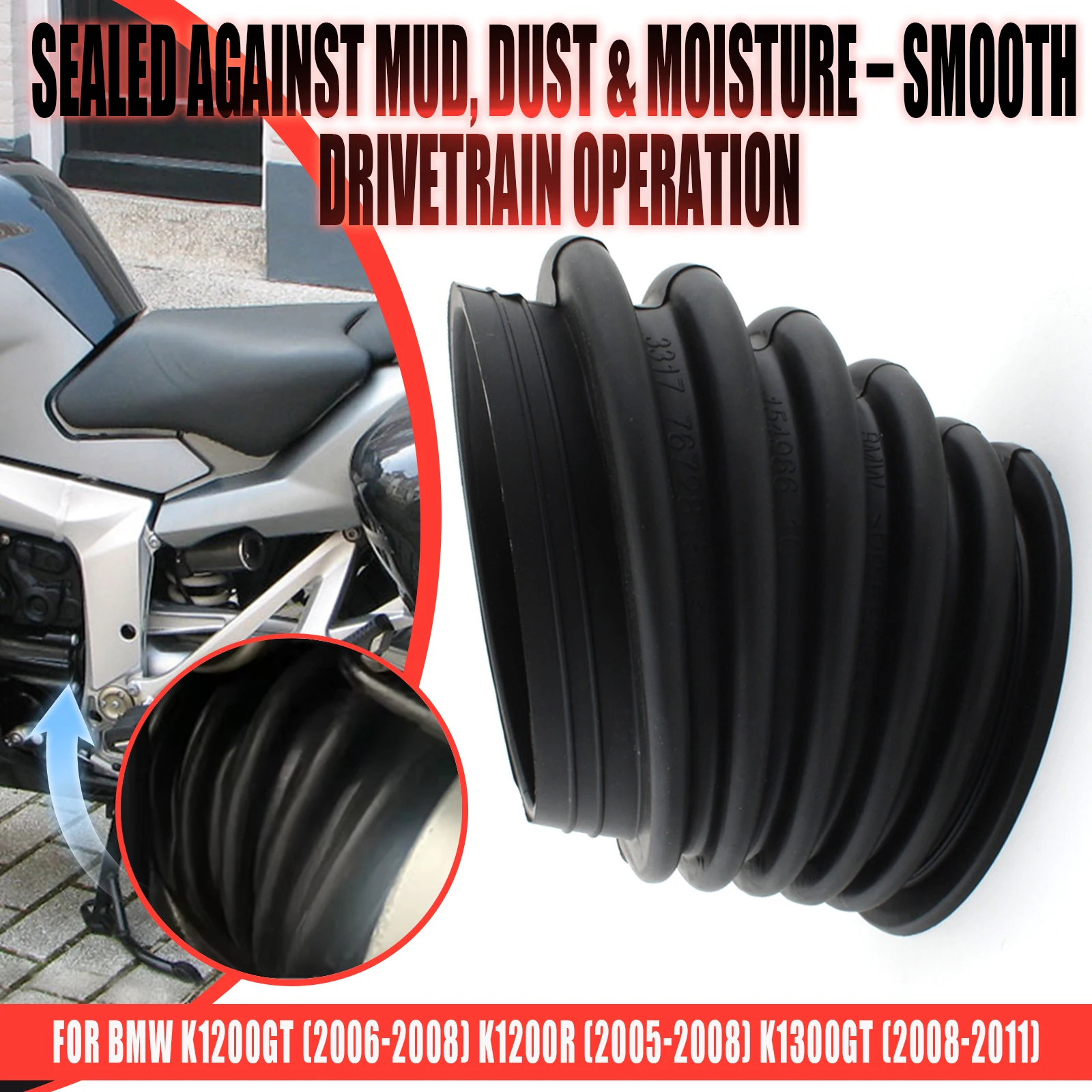 Motorcycle Driveshaft Rubber Dust Boot Sleeve Protective Cover For K1200GT/R/R Sport/S/K1300GT/R/S K1200R Sport K1200S K1300R