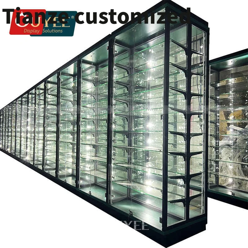 

Customized-Wood Cabinets Smoke Shop Displays Smoke Counter Showcase High Quality Glass Cabinets Smoke Store