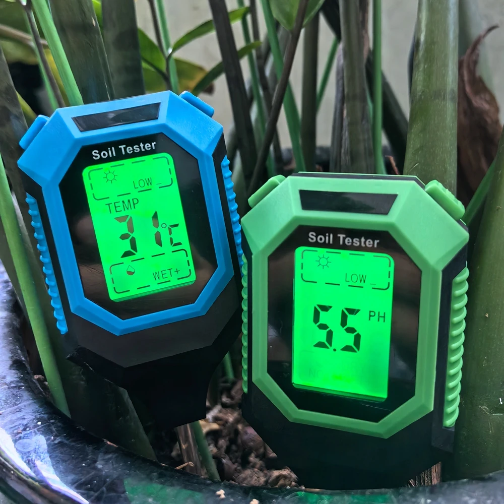 Imagem -02 - Testador de Solo Multifuncional ph Salinidade Umidade Luz Solar ar Umidade Temperatura Luz de Fundo Lcd em ph Meter For Gardening Plants