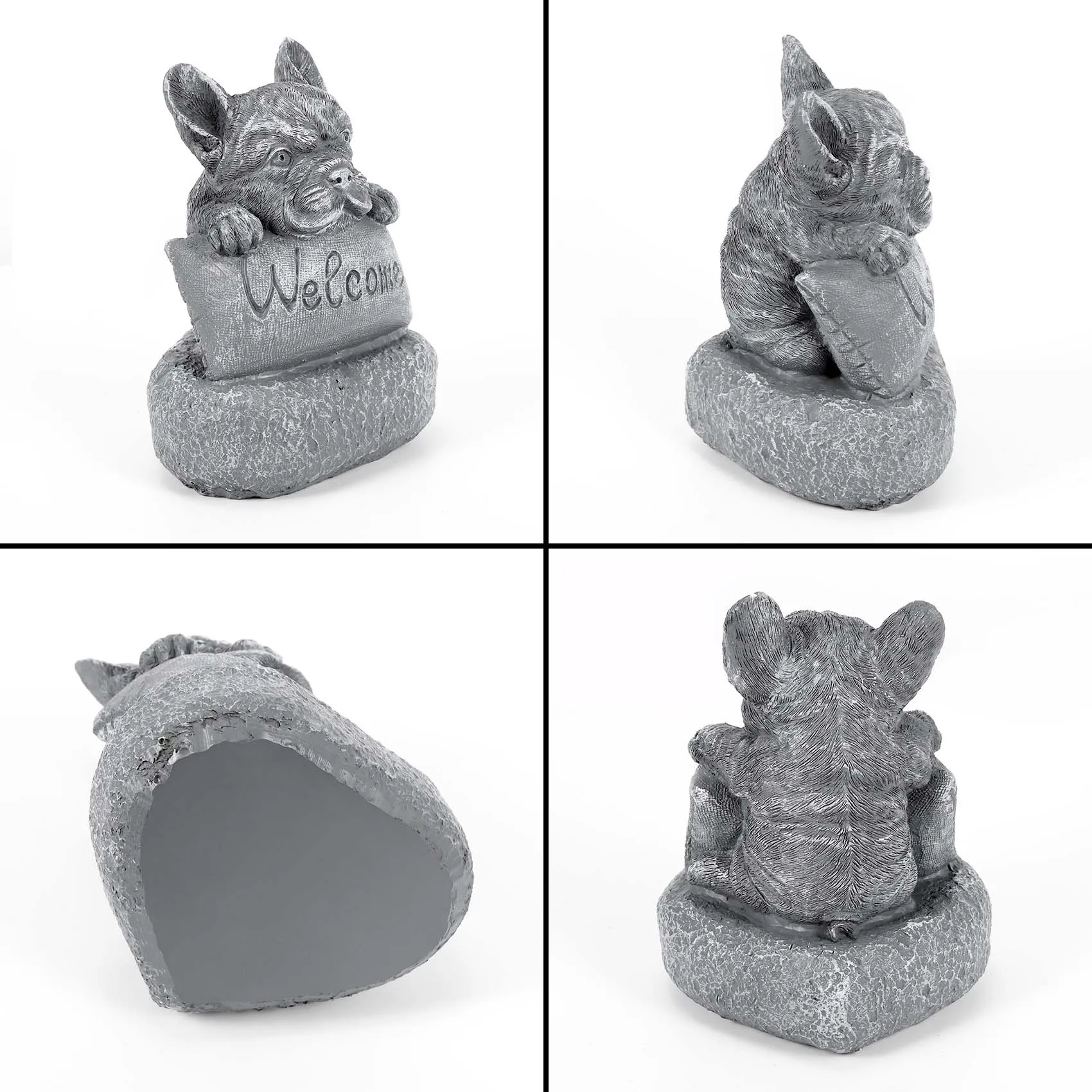 [NEWA64Z!】 French-Bulldog Welcome On A Plinth Home Or Garden Accessories Yard Garden Decor Outdoor Decoration