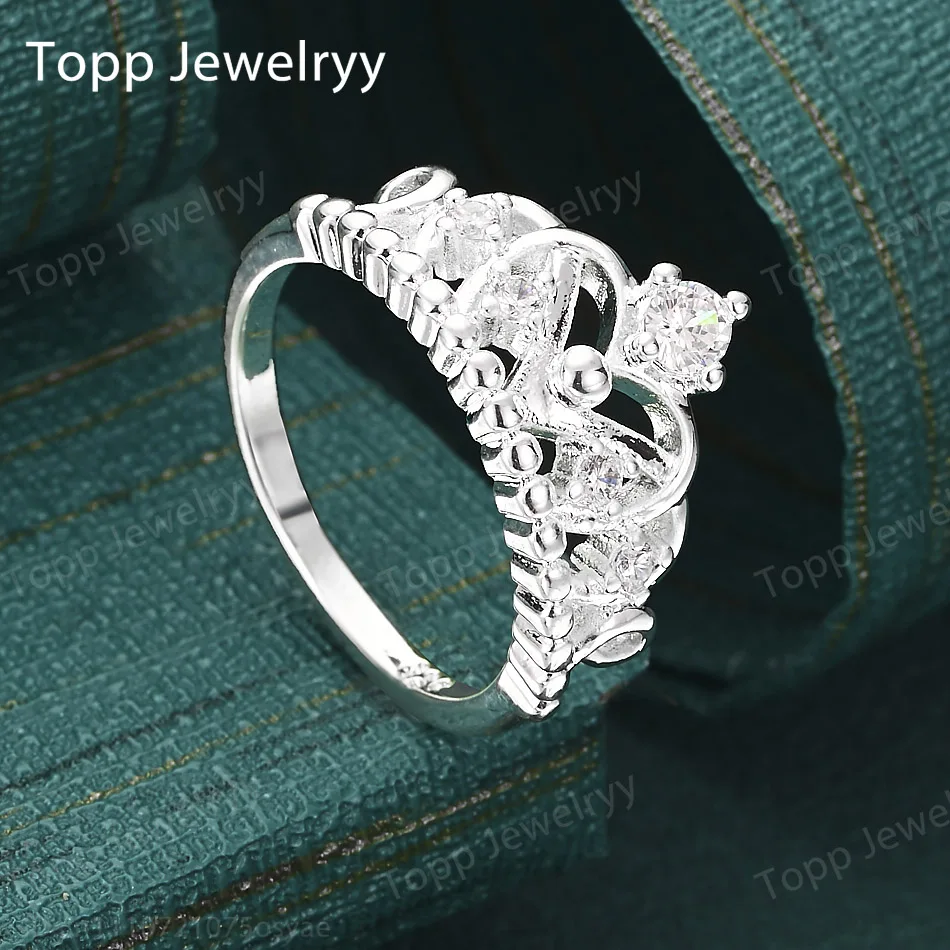 Charm 925 Sterling Silver 7-10# Luxury Crown Zircon Ring Women's Fashion Engagement Party Accessories Jewelry