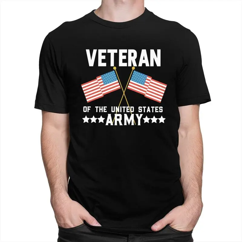 Custom Fashion American Flag US Army Veteran T Shirts Men Short-Sleeve T-shirt Casual Tee 100% Cotton Slim Fit Tshirt Merch