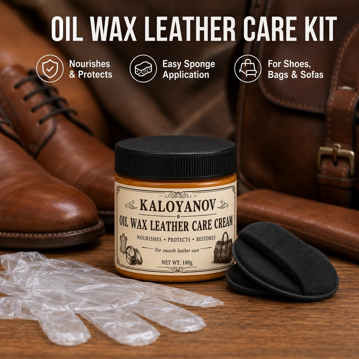 Shoe Polish Cream - Kit de Soin du Cuir 100g