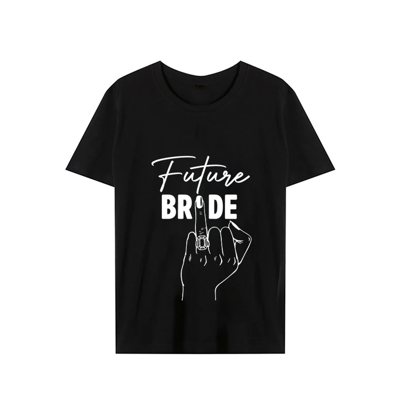 Team Bride Women T Shirt Future Bride Tops Bachelorette T-shirt Short Sleeve EVJF Tshirts Ring Finger Wedding Hen Party Tees