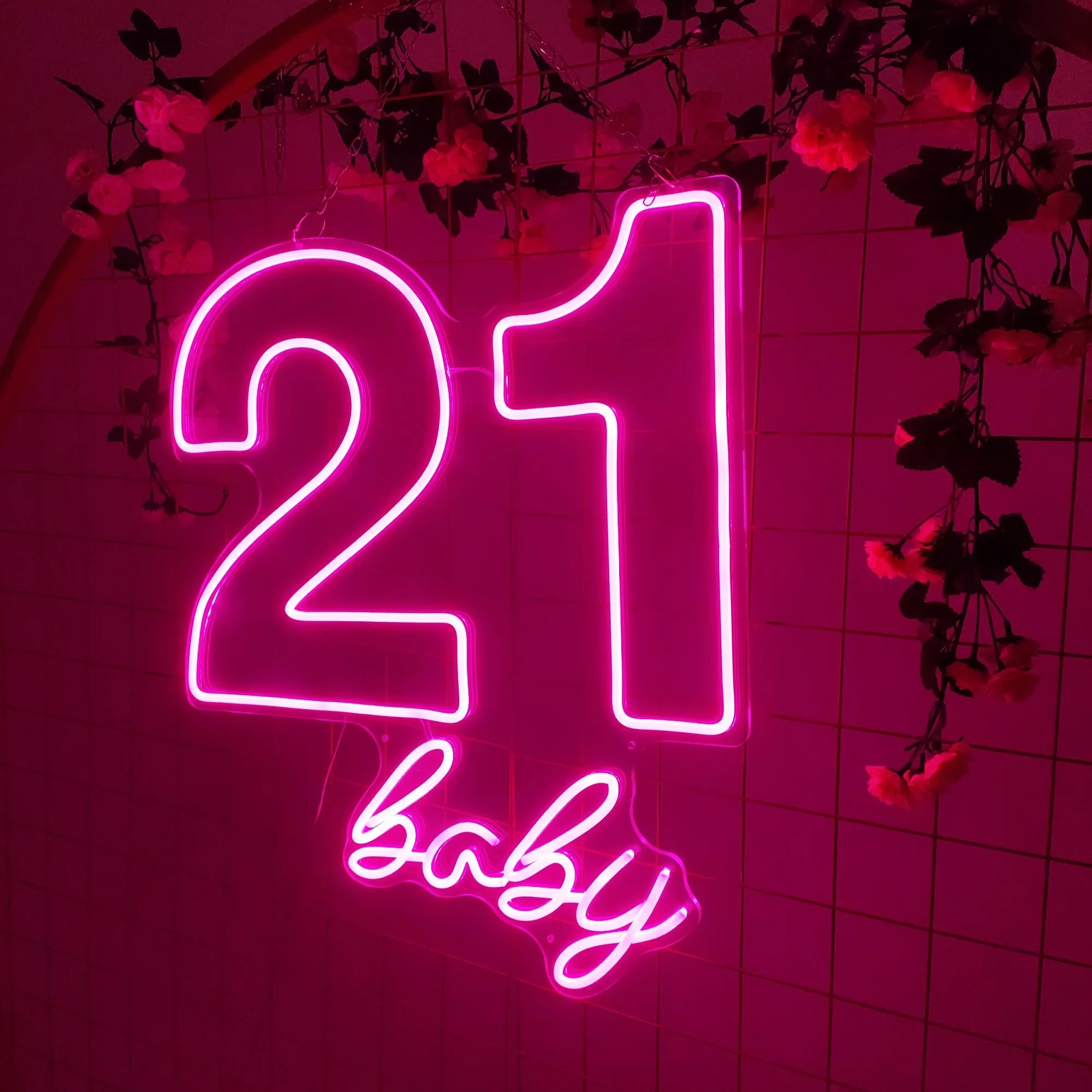 21 Baby Neon Sign Birthday Party Decor Room Bedroom Decor Wall Art Neon Led Sign Personalize Gift Bar Club Neon Light Up Sign